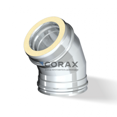 Дымоход CORAX INDUSTRY Отвод сэндвич 135° (304 0,8/430 0,5) D-160/250 модель 25502