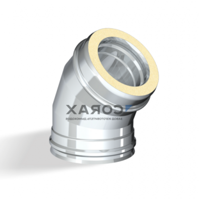 Дымоход CORAX INDUSTRY Отвод Сэндвич 135° (316 0,5/304 0,5) D-180/280 модель 27274