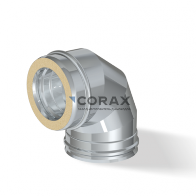 Дымоход CORAX INDUSTRY Отвод сэндвич 90° (304 0,8/430 0,5) D-160/250 модель 25514