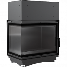 Каминная топка с водяным контуром Amelia/PW/BL/24/BS/W/DECO, Г-образное стекло слева, змеевик